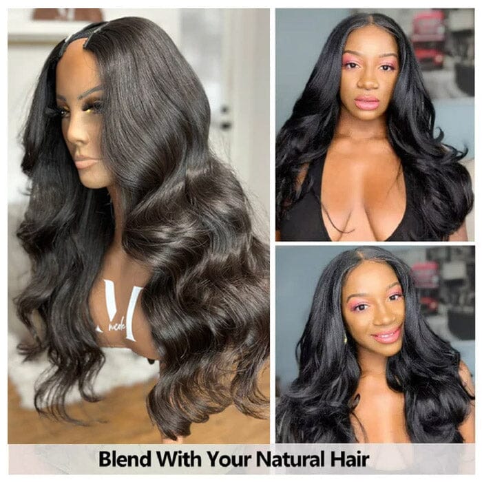 U Part Wig Body Wave Human Hair Wigs For Black Women Body Wave 2x4 Left Part Wigs ｜QT Hair