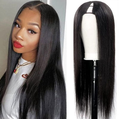 U Part Wig Straight Virgin Human Hair V Part Wigs Wear Go Can Be Left Part ｜QT Hair
