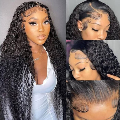 Water Wave HD Transparent Lace Frontal Wigs Human Hair Pre-Plucked Natural Hairline ｜QT Hair
