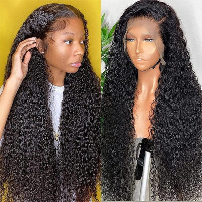 Water Wave HD Transparent Lace Frontal Wigs Human Hair Pre-Plucked Natural Hairline ｜QT Hair