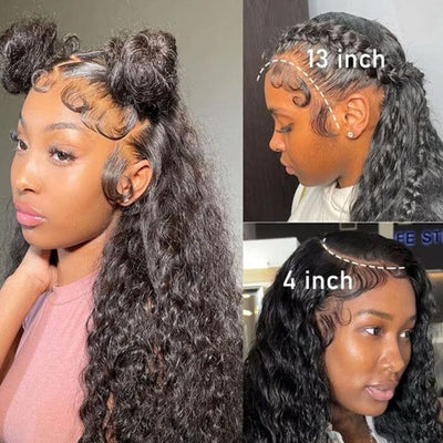 Water Wave HD Transparent Lace Frontal Wigs Human Hair Pre-Plucked Natural Hairline ｜QT Hair