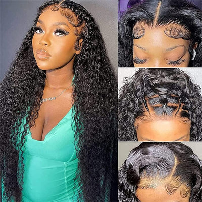 Water Wave HD Transparent Lace Frontal Wigs Human Hair Pre-Plucked Natural Hairline ｜QT Hair