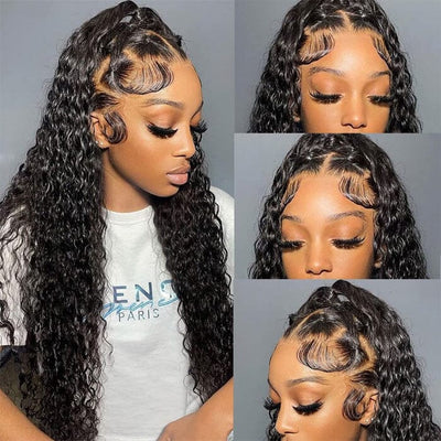 Water Wave HD Transparent Lace Frontal Wigs Human Hair Pre-Plucked Natural Hairline ｜QT Hair