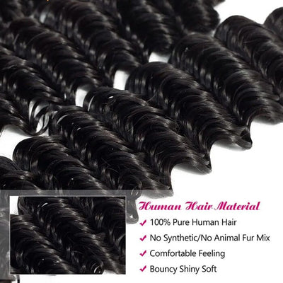 Indian Deep Wave Human Hair Bundles Natural Black Color 4 Bundles Hair Extension