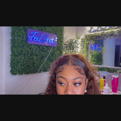 QT SDD New Pixie Curly Lace Frontal Wig Pre Plucked Highlight Color Human Hair