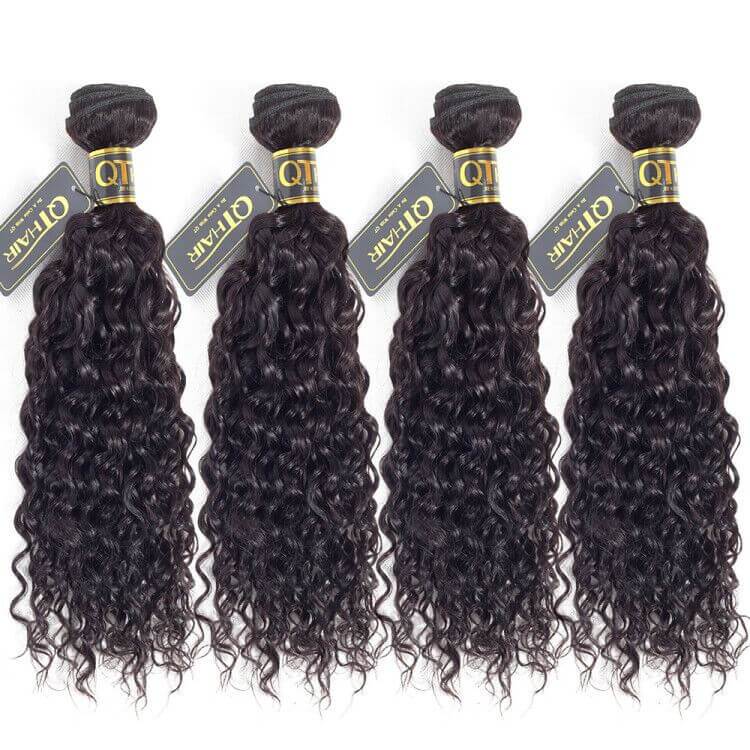 QT Hair Brazilian Water Wave 4 Bundles 100% Human Hair Bundles Natural Color - QT Hair