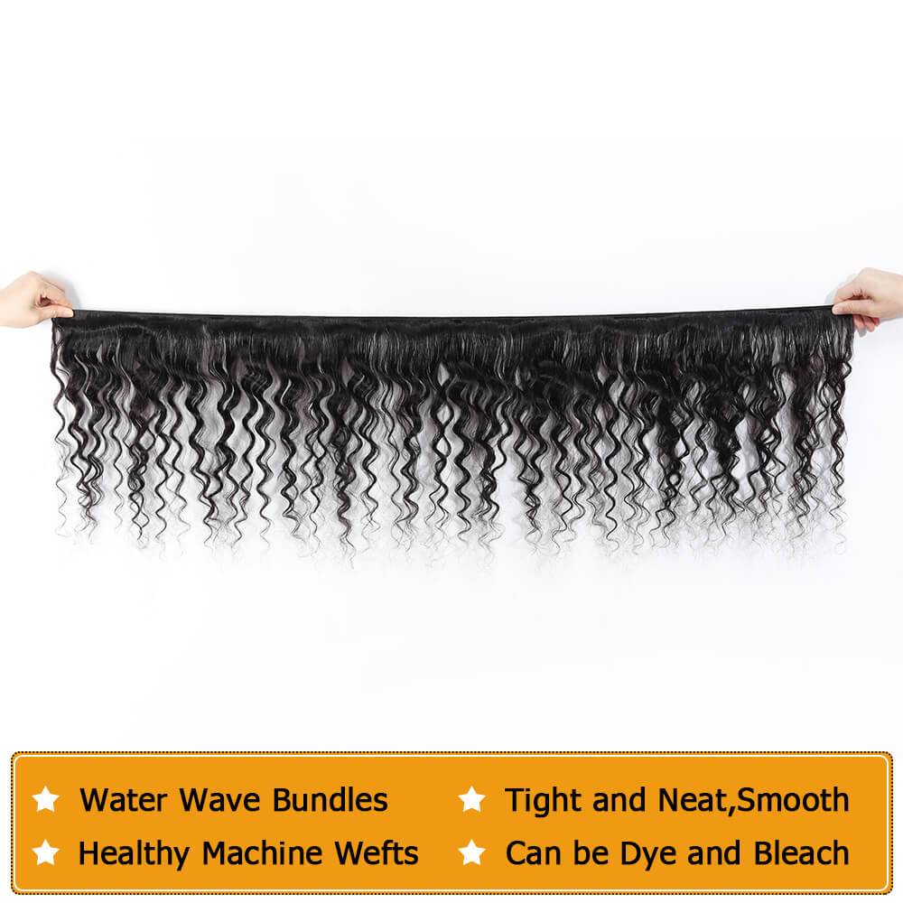 QT Hair Brazilian Water Wave 4 Bundles 100% Human Hair Bundles Natural Color - QT Hair