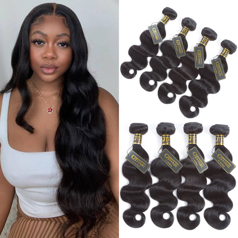 Malaysian Human Hair 3 Bundles Virgin Unprocessed Body Wave Hair Natural Color ｜QT Hair