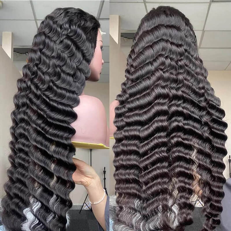 13x4 Loose Deep Wave HD Transparent Lace Front Wigs Human Hair With Baby Hair Pre-Plucked Natural Hairline For Black Women ｜QT Hair