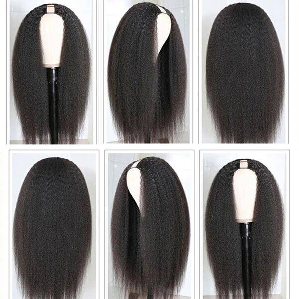 QTHAIR 14A Kinky Straight U Part Wig Human Hair Wigs For Black Women Italian Yaki 2x4 Left Part Wigs - QT Hair