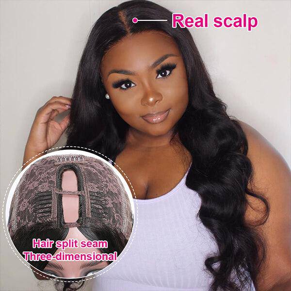 QTHAIR 14A Body Wave U Part Wig Human Hair Wigs For Black Women Body Wave 2x4 Left Part Wigs - QT Hair