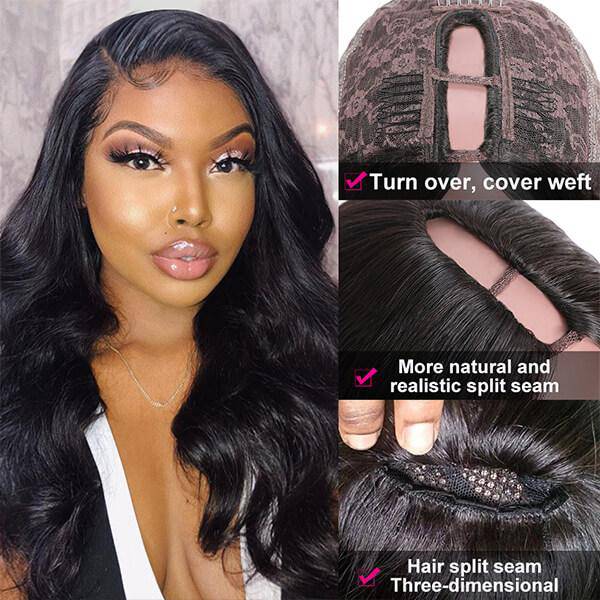 QTHAIR 14A Body Wave U Part Wig Human Hair Wigs For Black Women Body Wave 2x4 Left Part Wigs - QT Hair