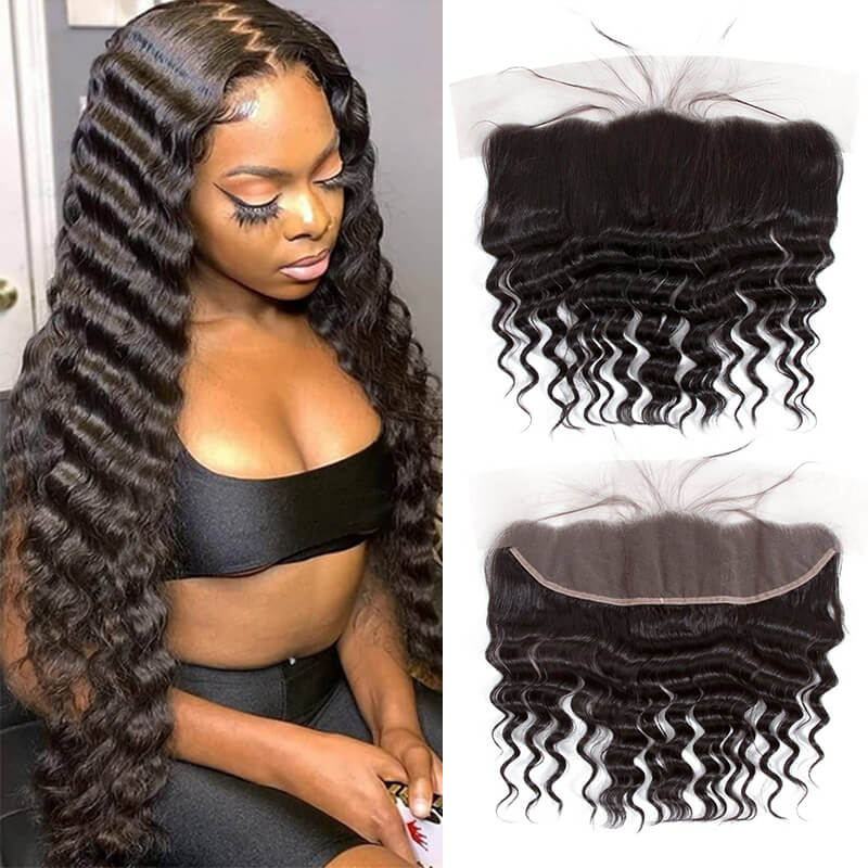 QT Malaysian Loose Deep 13x4 Lace Frontal 100% Remy Human Hair Closure - QT Hair