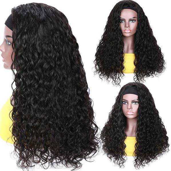 QTHAIR 14a Headband Scarf Human Hair Wig Water Wave Human Hair Glueless Wig No plucking wigs150% 180% 200%Density - QT Hair