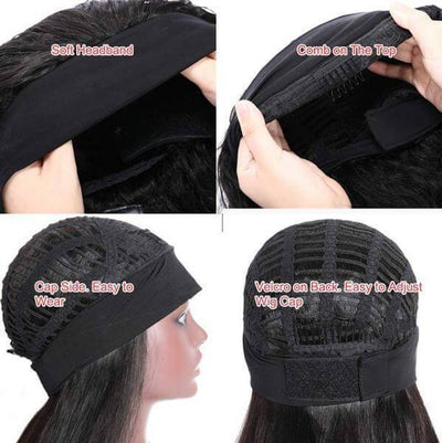 QTHAIR 14A High Quality Human Hair Wigs Body Wave Hair Headband Wig Glueless Human Hair Wigs With Pre-attached Scarf Wig - QT Hair