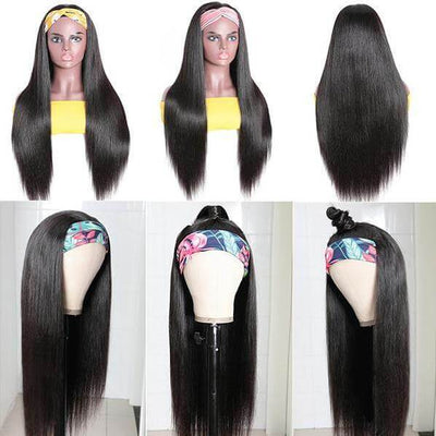 QTHAIR 14A Long Straight Headband Human Hair Wig 150% 180% 200% Density - QT Hair