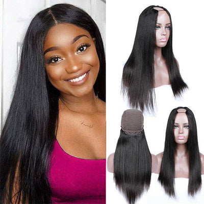 QTHAIR 14A U Part Wig Straight Human Hair Wigs For Black Women Brazilian Straight Hair 2x4 Left Part Wigs - QT Hair