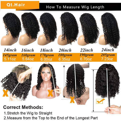 QTHAIR 14A Headband Scarf Human Hair Wig Curly Virgin Human Hair Glueless Non Lace Front Wig 150% 180% 200% Density - QT Hair