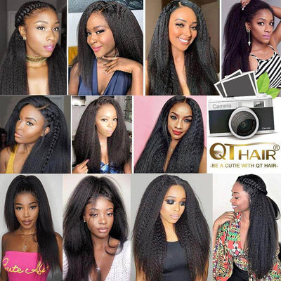 QTHAIR 12A Grade Brazilian Kinky Straight Human Hair 100% Unprocessed Brazilian Virgin Hair Extensions Curly Hair for Black Women - QT Hair