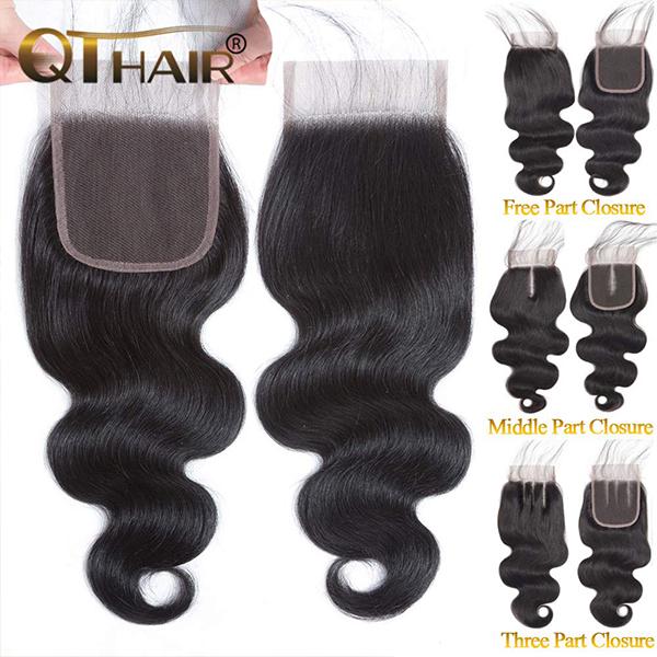 QTHAIR 12A Body Wave Human Hair Lace Closure Swiss Lace Closure Pre Plucked Natural Hairline with Baby Hair - QTHAIR