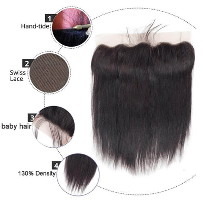 QT Hair Peruvian Straight Closure 13x4 Lace Frontal 100% 100% Unprocessed Virgin Human Hair - QT Hair