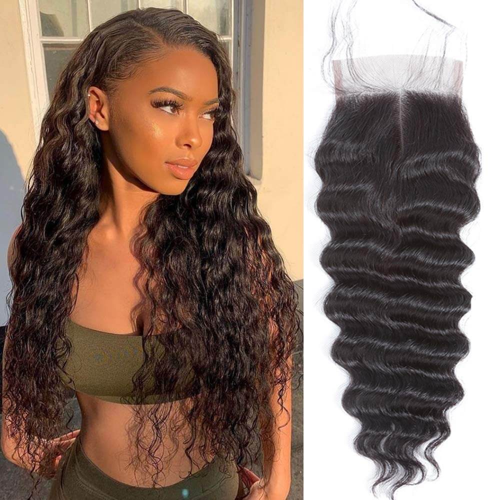 QT Hair Indian Loose Deep Wave Closure 4x4 Swiss Lace Free Part Remy Human Hair Lace Closure - QT Hair