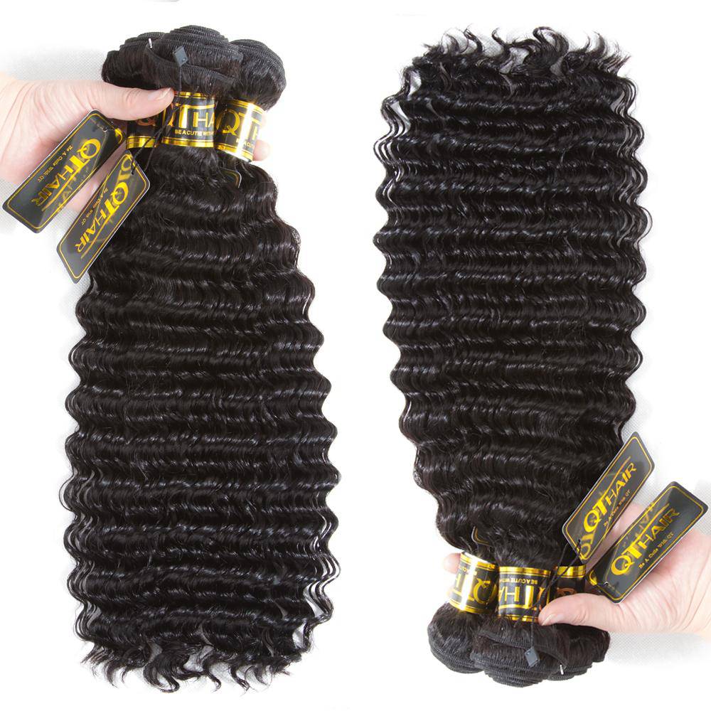 QT Indian Virgin Deep Wave Hair 3 Bundles Human Hair - QT Hair