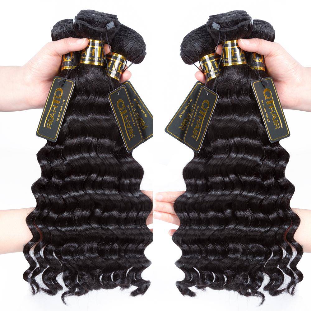 QT Peruvian Loose Deep Wave 100% Human Hair 3 bundles Deals - QT Hair