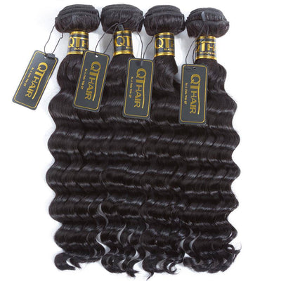 QT Peruvian Virgin Peruvian Loose Deep Wave Hair 4Bundles Weaves - QT Hair