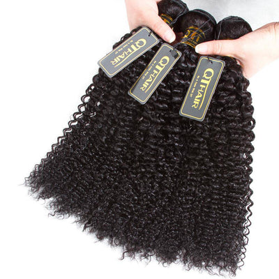 QT 4 Bundles Malaysian Curly Virgin Human Hair Weave - QT Hair