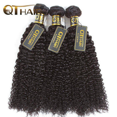 QT Indian 3Bundles Curly Hair With Lace Closure Best Hair Extensions - QT Hair
