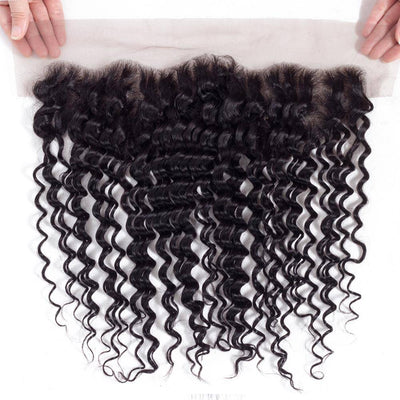 QT Brazilian Deep Wave Real Human Hair 3 Wefts With Lace Frontal - QT Hair