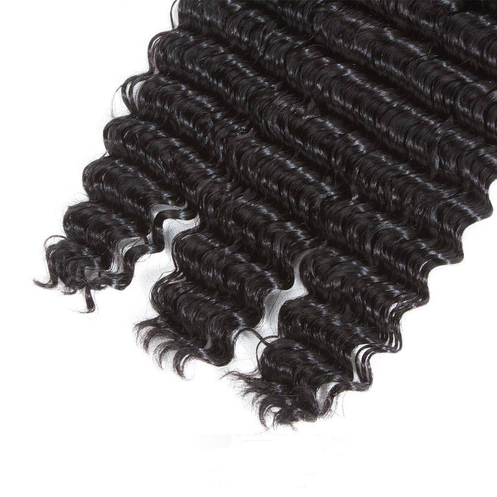 QT Malaysian Deep Wave 3 Bundles With Frontal 100% Virgin Human Hair Bundles With Frontal - QT Hair