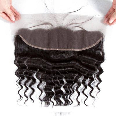 QT Indian Loose Deep Wave Virgin Hair Lace Frontal Closure With 3Bundles - QT Hair