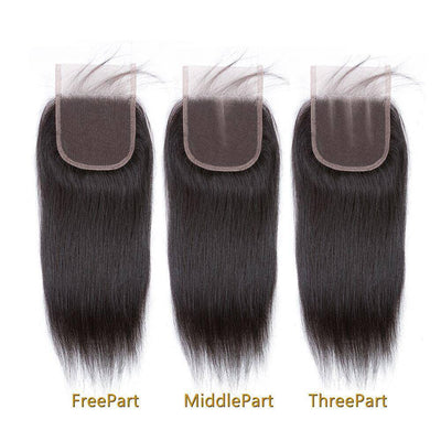 QT Hair Peruvian Straight 4 Bundles With Closure Human Hair Bundles With Closure Lace Closure Remy Human Hair Extension - QT Hair