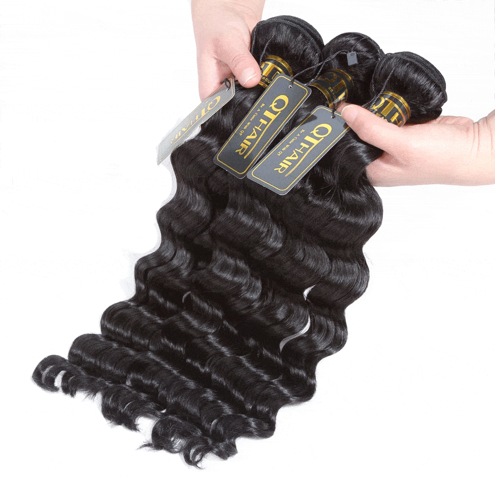 QT Indian Loose Deep Wave Human Hair 4Bundles With 4x4 Lace Closure - QT Hair