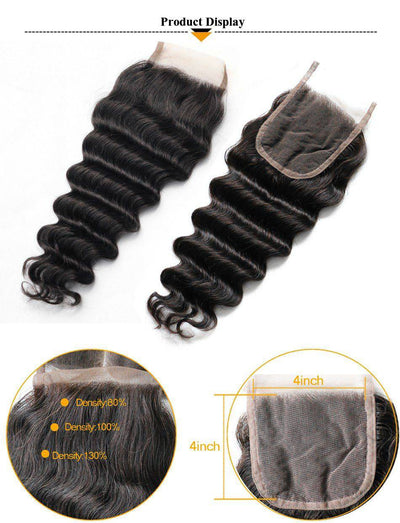 QT Indian Loose Deep Wave Human Hair 4Bundles With 4x4 Lace Closure - QT Hair