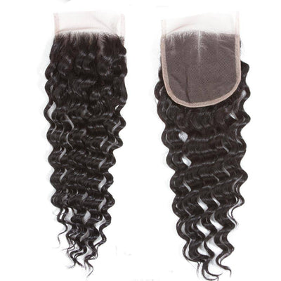 QT Peruvian Deep Wave Human Hair 4 Bundles With 4*4 Lace Closure With Baby Hair - QT Hair