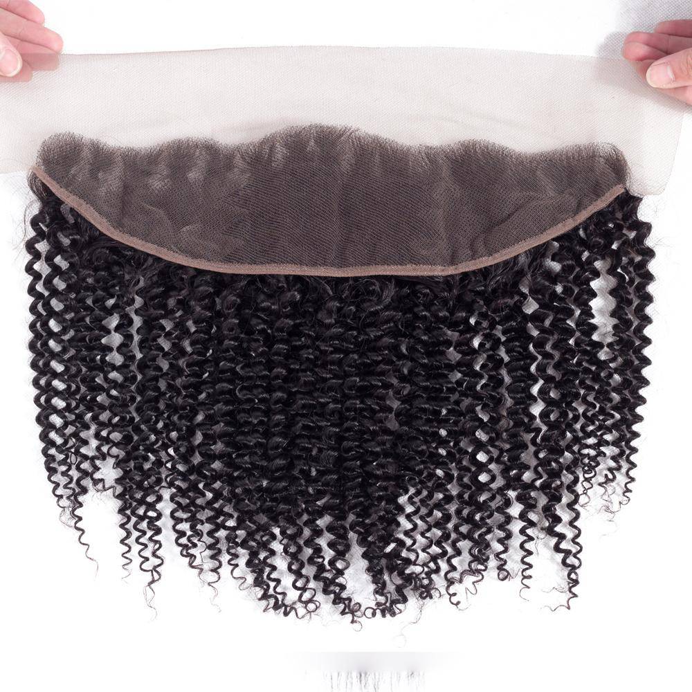 QTHAIR Brazilian Curly Hair Bundles with Frontal 100% Unprocessed Brazilian Virgin Hair with 13x4 Swiss Lace Frontal Curly Hair Weave - QT Hair
