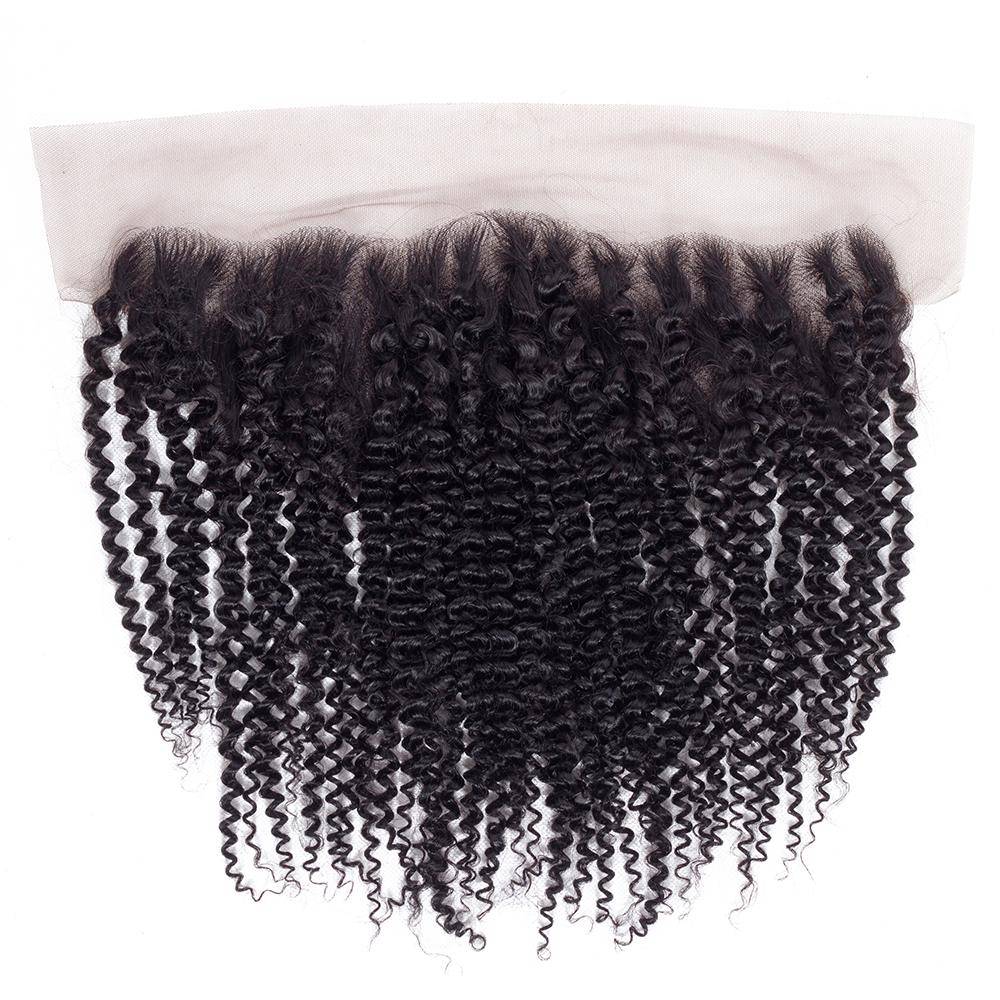 QT Hair 12A Peruvian Virgin Kinky Curly Wave 4 Bundles with Lace Frontal Unprocessed Human Hair Extensions Natural Black - QT Hair