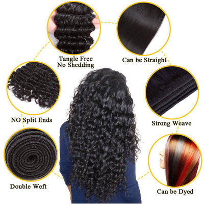 QT Hair Deep Wave Closure 4x4 Free 100% Unprocessed Virgin Brazilian Human Hair Deep Curly Swiss Lace Closure Natural Color - QT Hair