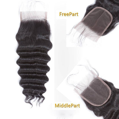 QT 12A 130% Density Malaysian  Loose Deep Wave Swiss Lace Closure Loose Deep Human Hair Closure - QT Hair