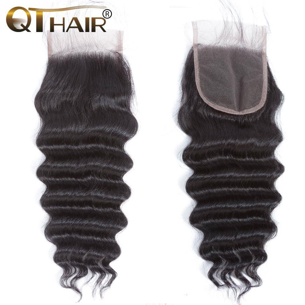 QT 12A 130% Density Malaysian  Loose Deep Wave Swiss Lace Closure Loose Deep Human Hair Closure - QT Hair
