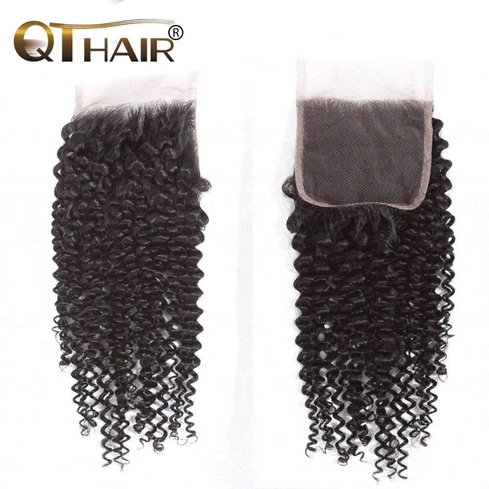 QT Brazilian 1PC Unprocessed 4*4 Curly Closure 100% Virgin Human Hair - QT Hair