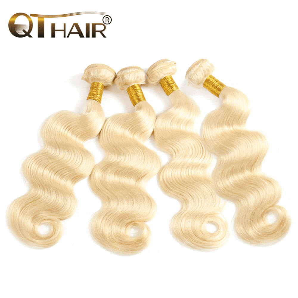 QTHair 613 Blonde Brazilian Body Wave 100% Human Hair Bundles 4Pcs/Lot Hair Weave - QT Hair