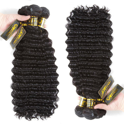 QT Whole Sale Remy Hair Brazilian Deep Wave Extension 3 Bundles - QTHAIR