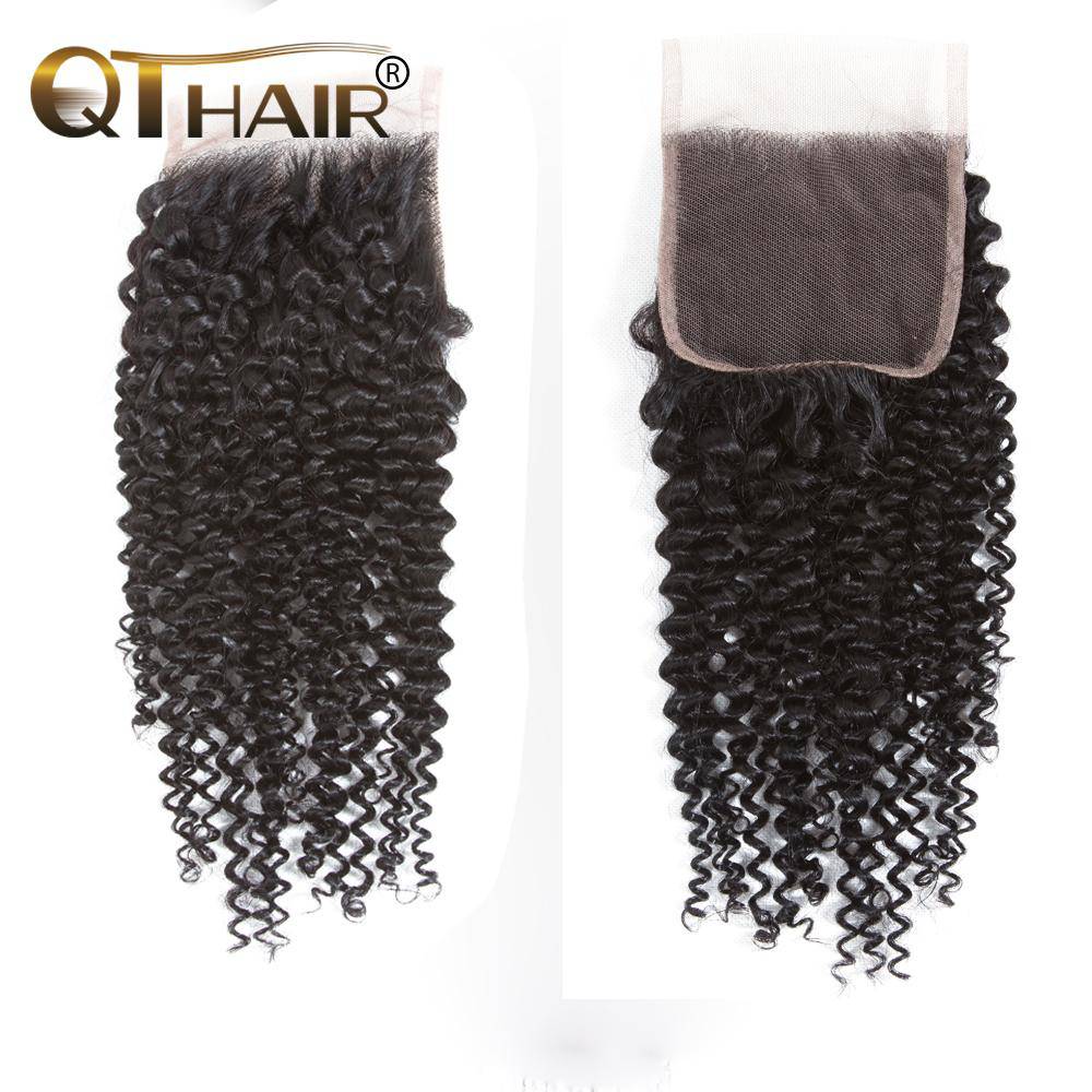 QT Malaysian Curly Human Hair Extensions 3 Bundles With Lace Closure - QT Hair