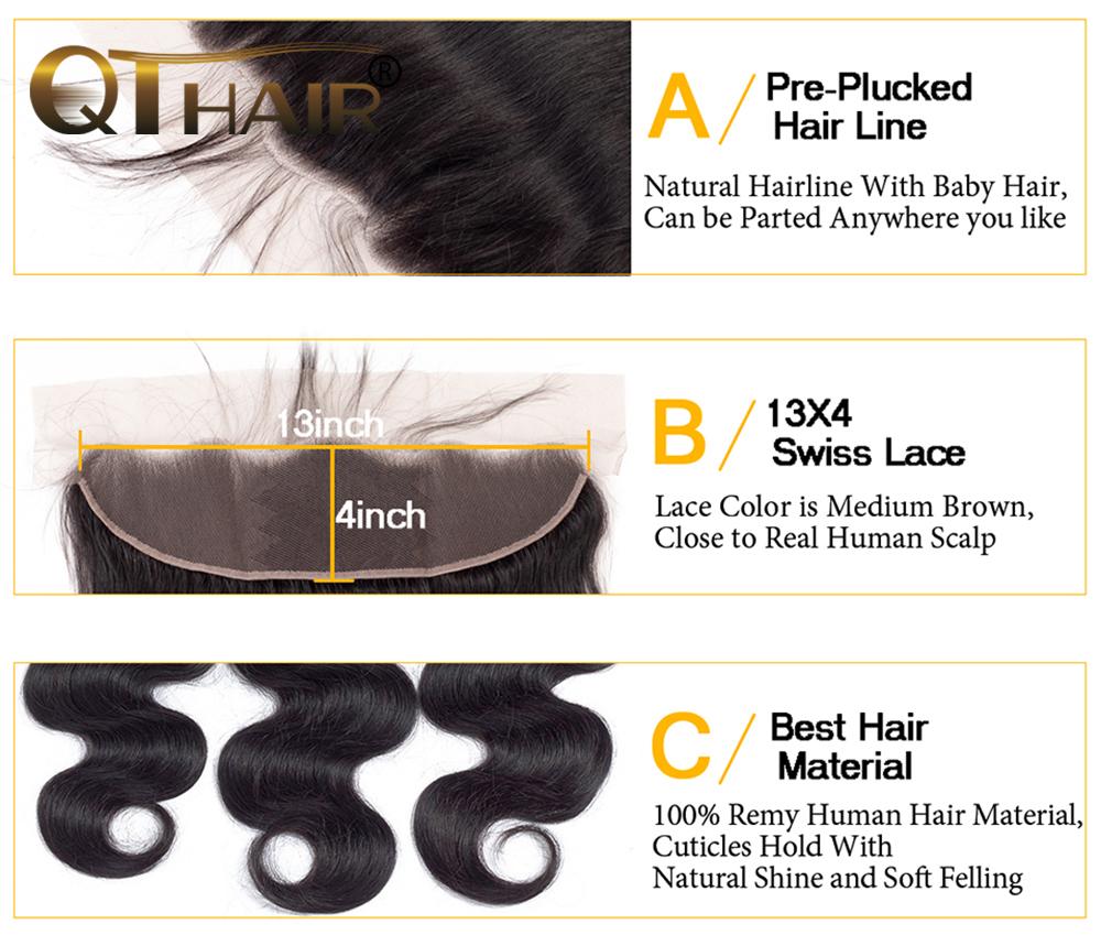 QT Malaysian Body Wave Virgin Hair 13X4 Lace Frontal With Baby Hair - QT Hair