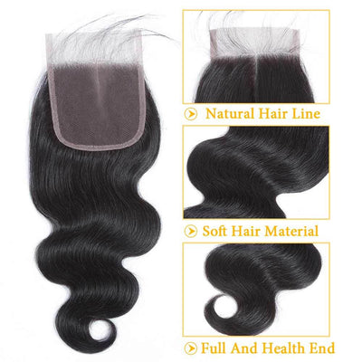 QTHAIR Indian Body Wave Hair 3Bundles With 4*4 Lace Closure - QT Hair