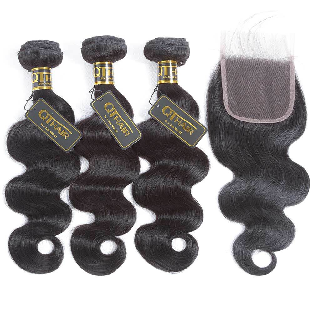 QT Hair Malaysian Body Wave Hair 3 Bundles With 4x4 Lace Closure - QT Hair